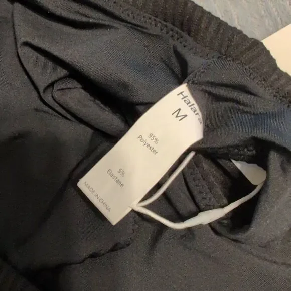 NWT HALARA size M Black Ribbed High Waisted Cheeky Bikini Bottom Swim - Picture 3 of 3